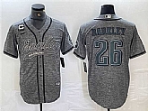 Men's Philadelphia Eagles #26 Saquon Barkley Gray With 3-star C Patch Cool Base Baseball Stitched Jersey,baseball caps,new era cap wholesale,wholesale hats